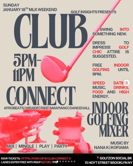 CLUB CONNECT: INDOOR VIRTUAL GOLFING DAY PARTY - MLK WEEKEND 1