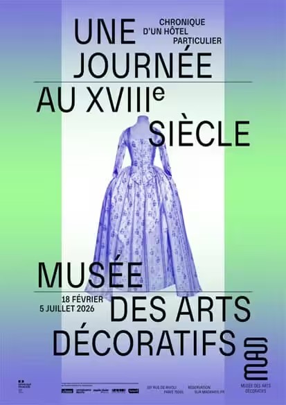Une journ ext (text) and source URL (source_url) to extract information about an event. The event is an exhibition at the Musée des Arts décoratifs in Paris, France. The name of the event is 1