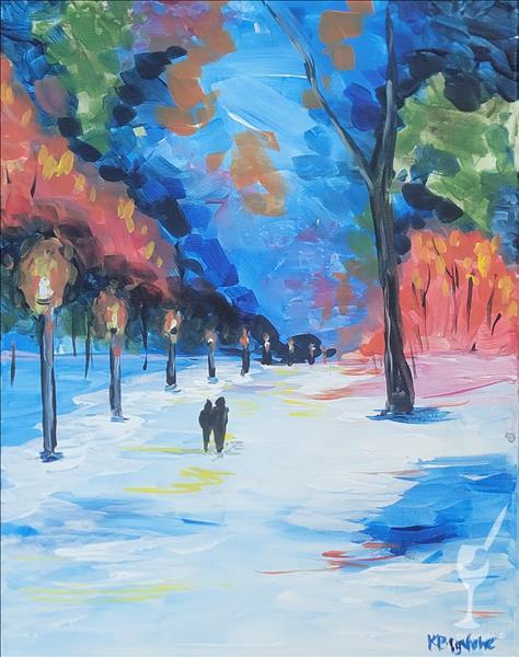 Abstract Snowy Park Stroll 1