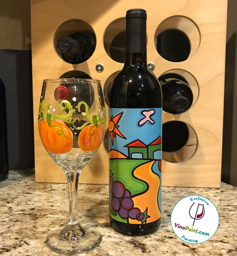 Pumpkin Wine Glass Painting 1