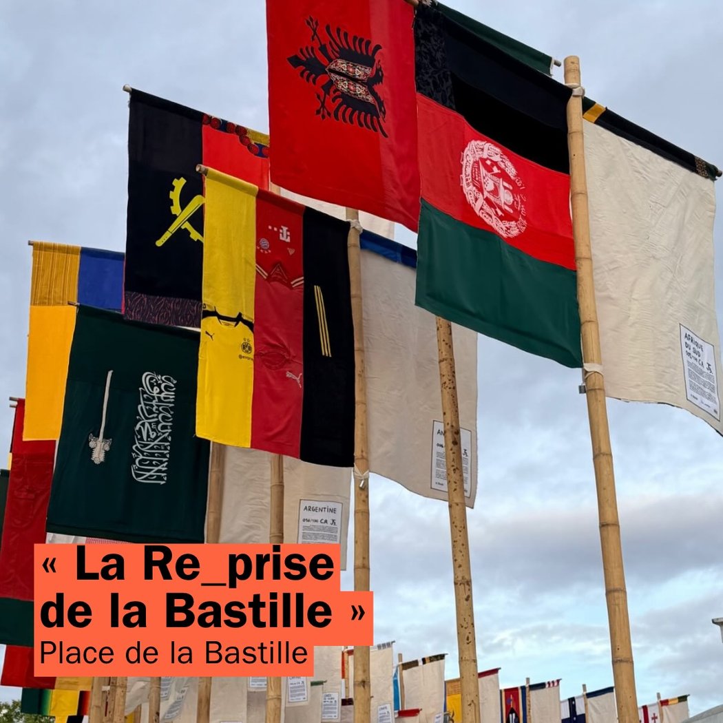 La Re_prise de la Bastille : une installation de drapeaux upcyclés
