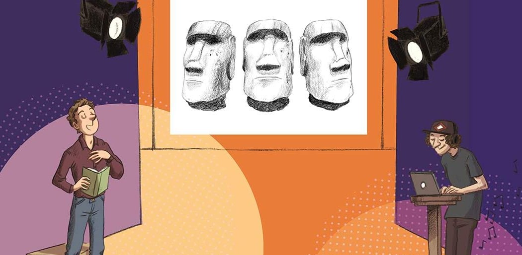 En tête à tête ! Tête monumentale (Moaï) de Rapa Nui - île de Pâques - Dessine-moi un chef-d'oeuvre 1