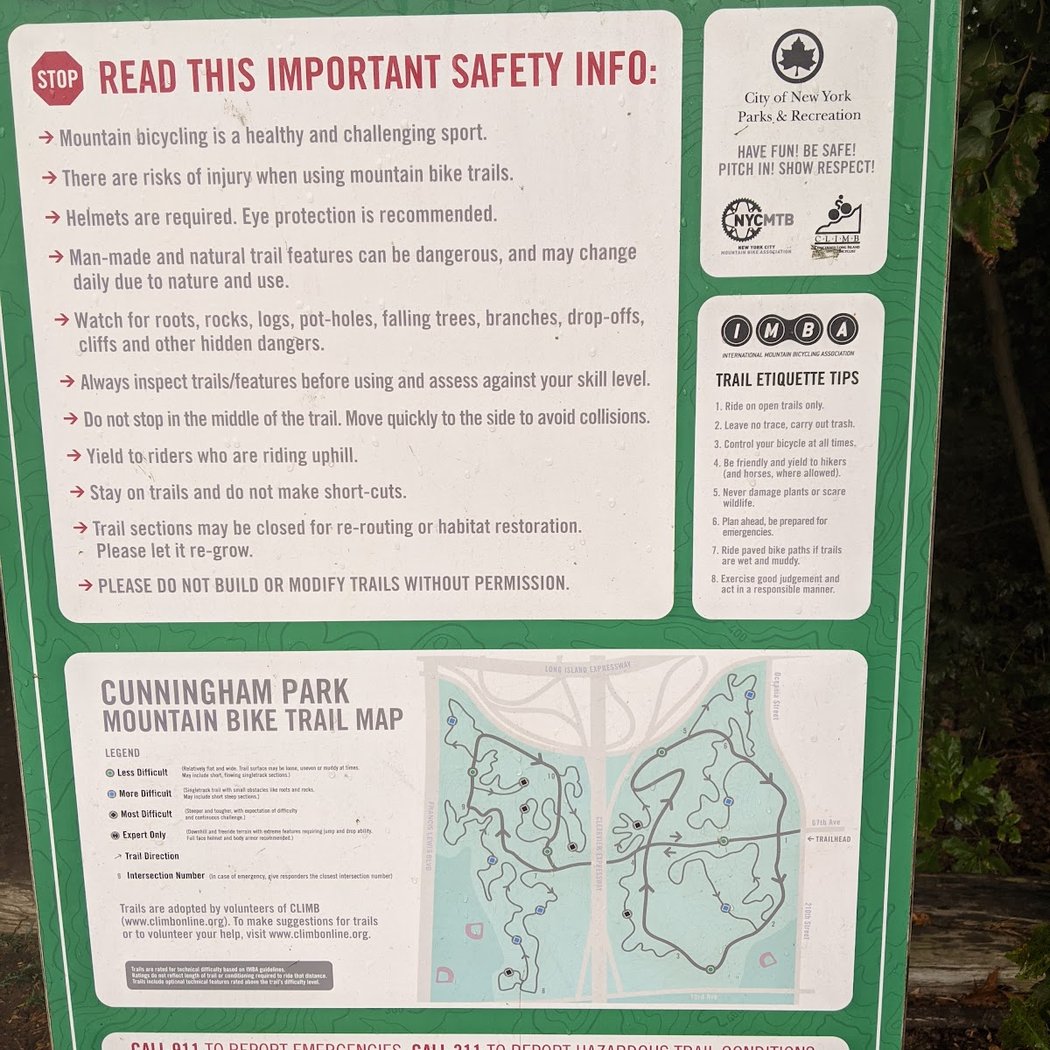 Cunningham Park Mountain Bike Trailhead 2
