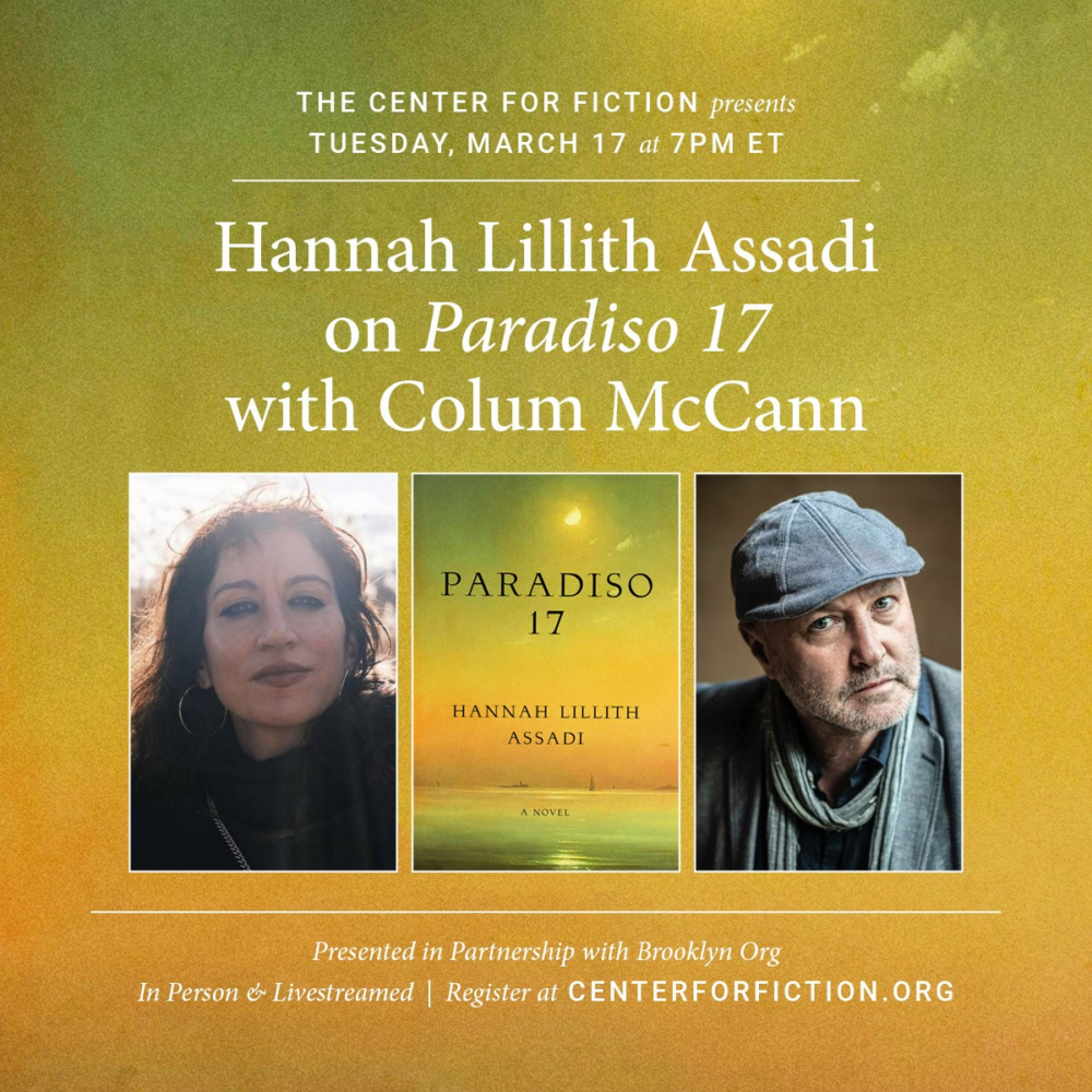 Hannah Lillith Assadi on Paradiso 17 with Colum McCann 1