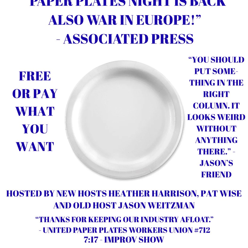 Free Paper Plates Improv Show & Jam 1