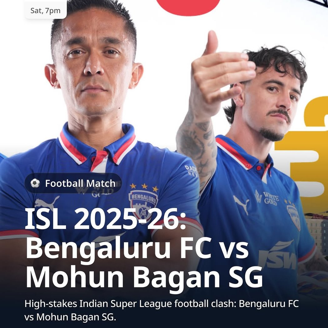 ISL 2025-26: Bengaluru FC vs Mohun Bagan SG 1