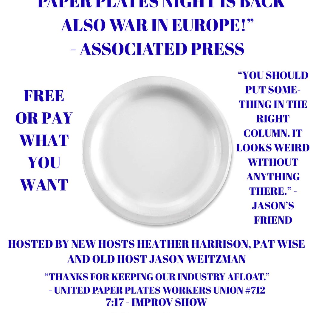 Free Paper Plates Improv Show & Jam