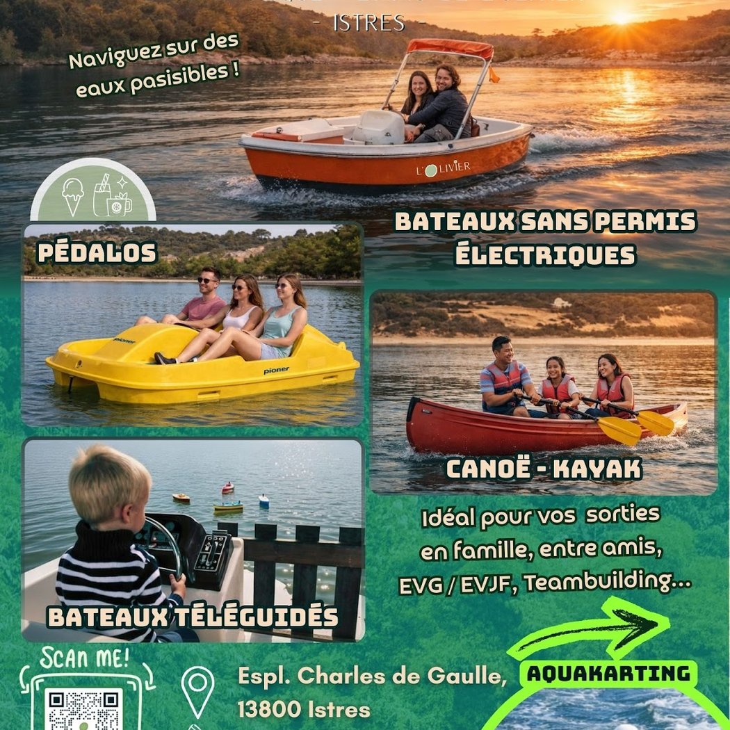 Base nautique de L’Olivier - Location de bateaux sans permis électriques / Canoë / Kayak / Pédalo / Karting 1