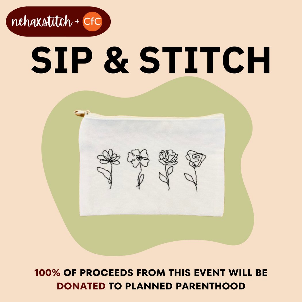 Sip & Stitch: A Live Embroidery Workshop 1