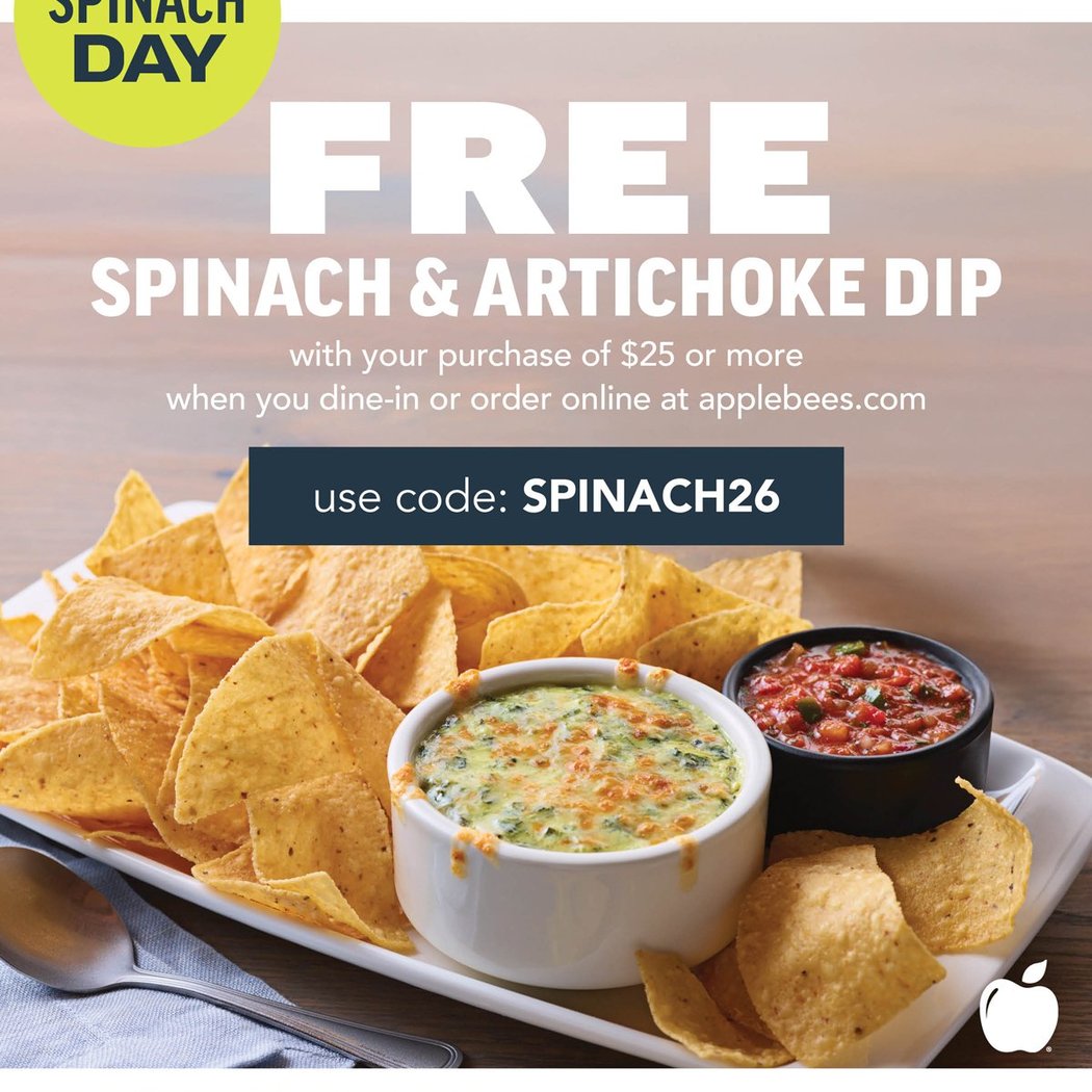 Free Spinach & Artichoke-Dip Appetizer Promotion 1