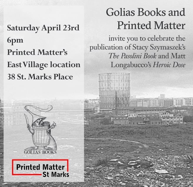 Golias Books Launch with Stacy Szymaszek and Matt Longabucco 1