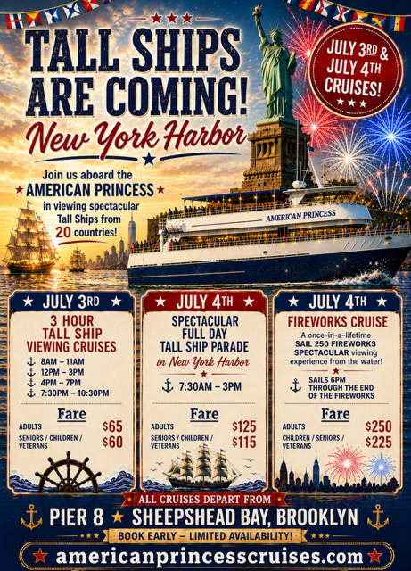 July 3 2026 Viewing of the Tall Ships Cruises