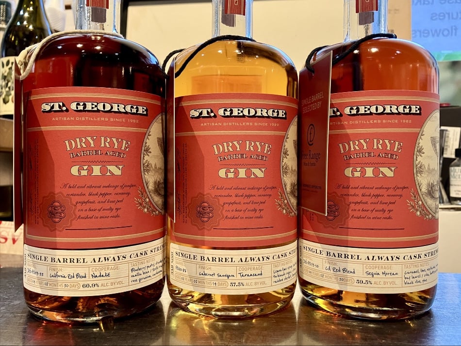 FREE tasting Thursday: St George x Free Range Barrel Aged Gins x3!