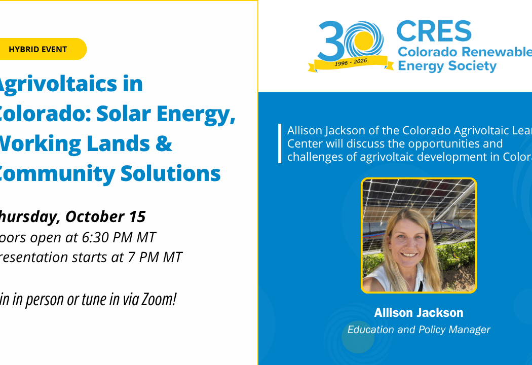 Agrivoltaics in Colorado: Solar Energy, Working Lands & Community Solutions