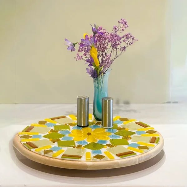 Glass Mosaics Wooden Lazy Susan 1