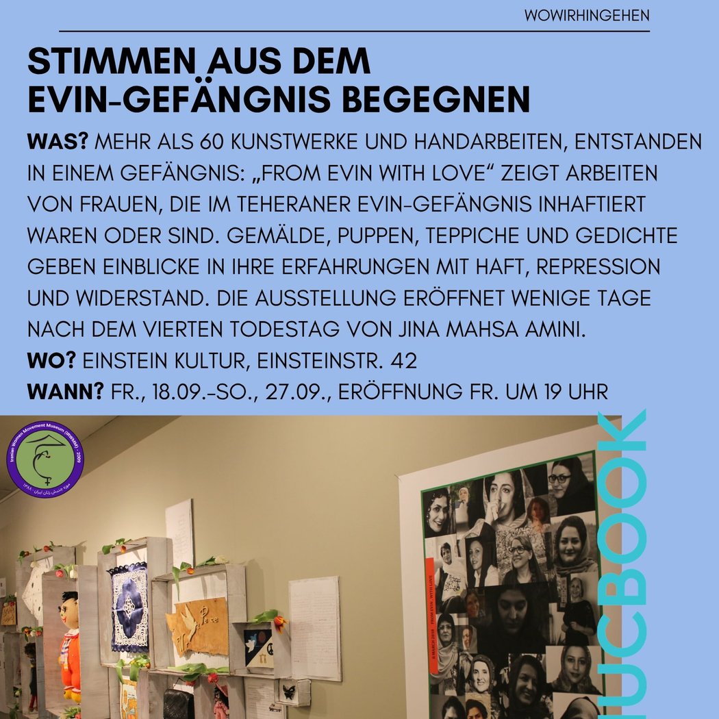 Stimmen aus dem Evin-Gefängnis begegnen (Exhibition "From Evin with Love")