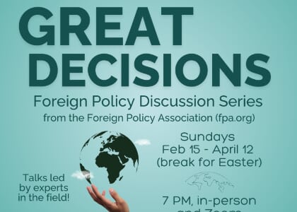 Great Decisions 2026 Discussion Series 1