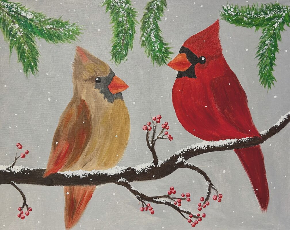 Emerson Parents’ Painting Night Out - Cardinals in the Winter 1