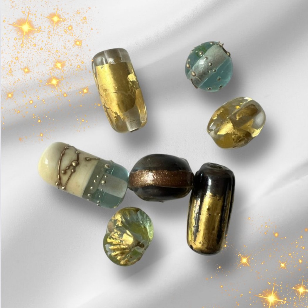 Intro to Sparkly Beads: Metals, Foils, Leaf, and Aventurine 1