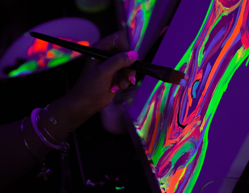 Colorful Houston Skyline Blacklight Paint Night 1