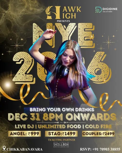 NYE 2026 - HAWK HIGH RESTO CHIKKABANAVARA 1