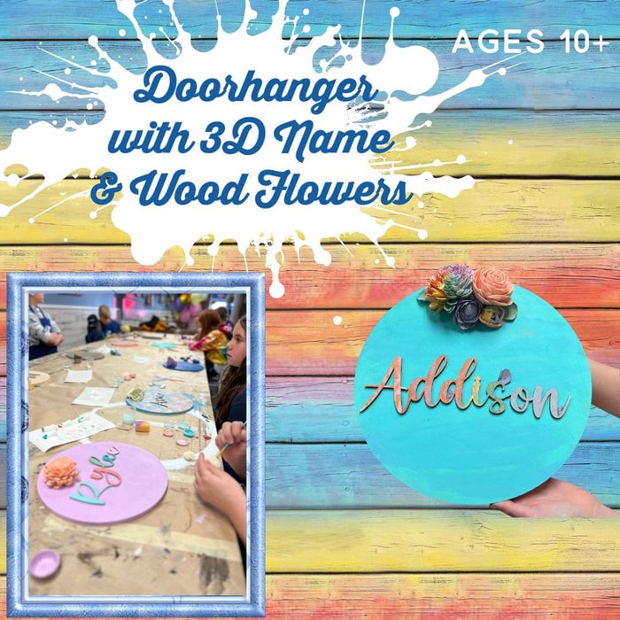 3D Name & Wood Flower Doorhanger Party 1