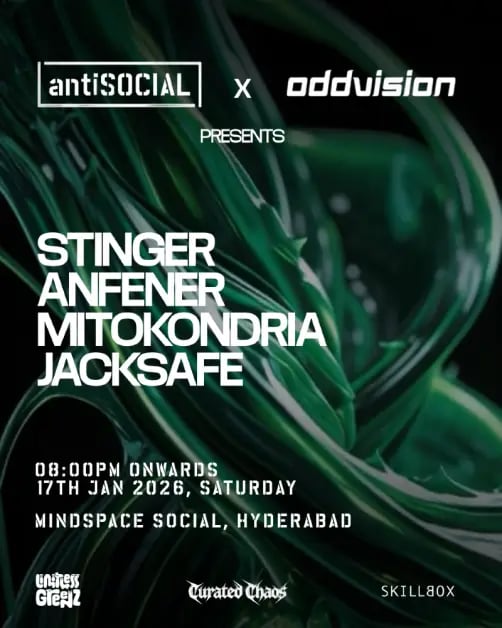 AntiSOCIAL X Oddvision presents STINGER, ANFENER, MITOKONDRIA and JACKSAFE 1