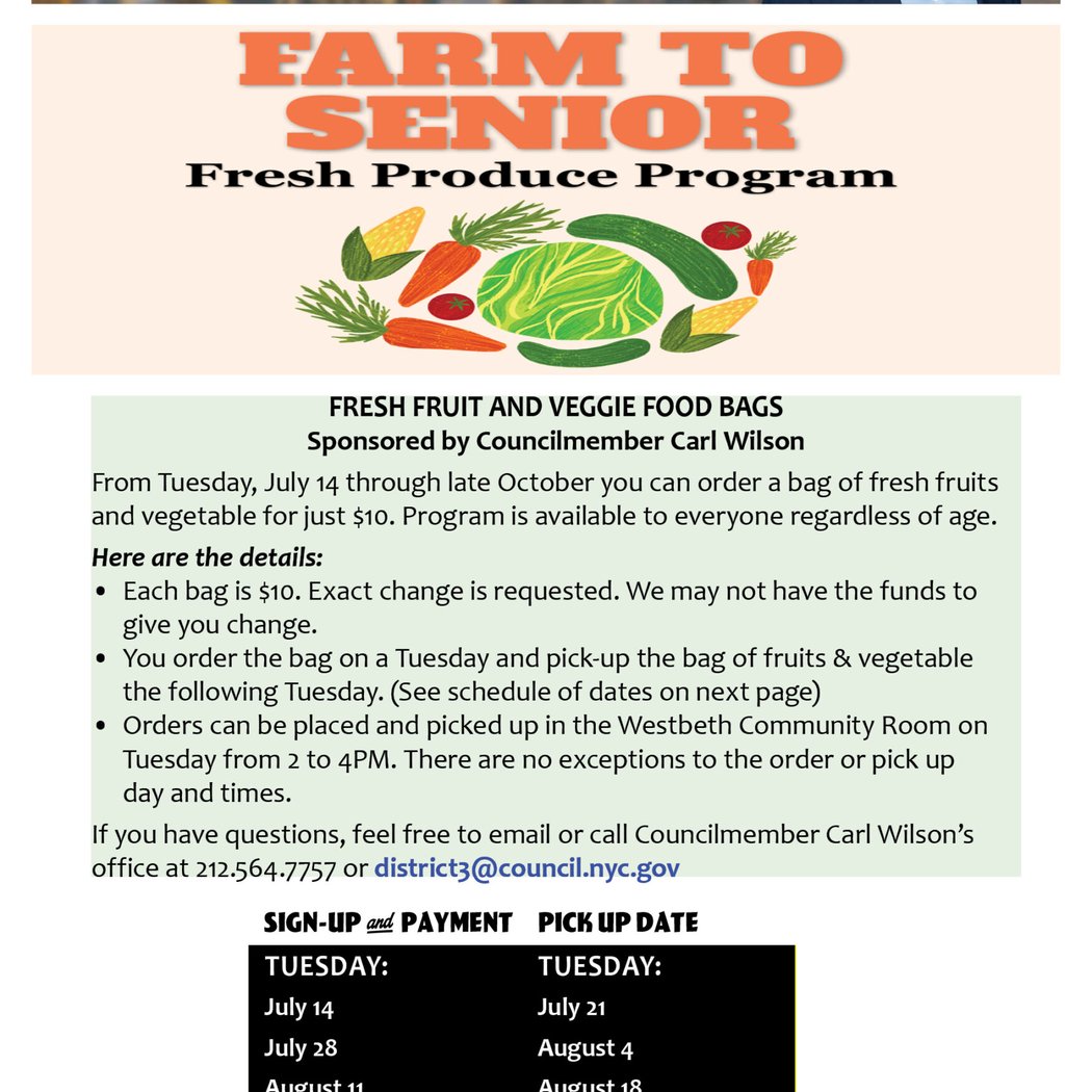 Farm to Senior Program $10 Fruit and Veggie Bag