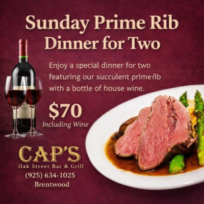 Sunday Prime Rib Dinner For Two With Wine 1