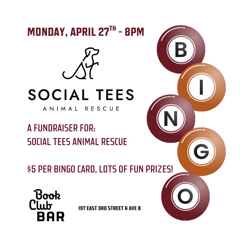 Bingo Night Fundraiser for Social Tees Animal Rescue 1