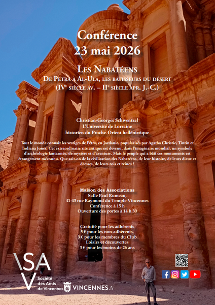 Conférence : « Les Nabatéens - De Pétra à Al-Ula, les bâtisseurs du désert (IVe siècle av. – IIe siècle apr. J.-C.) » 1