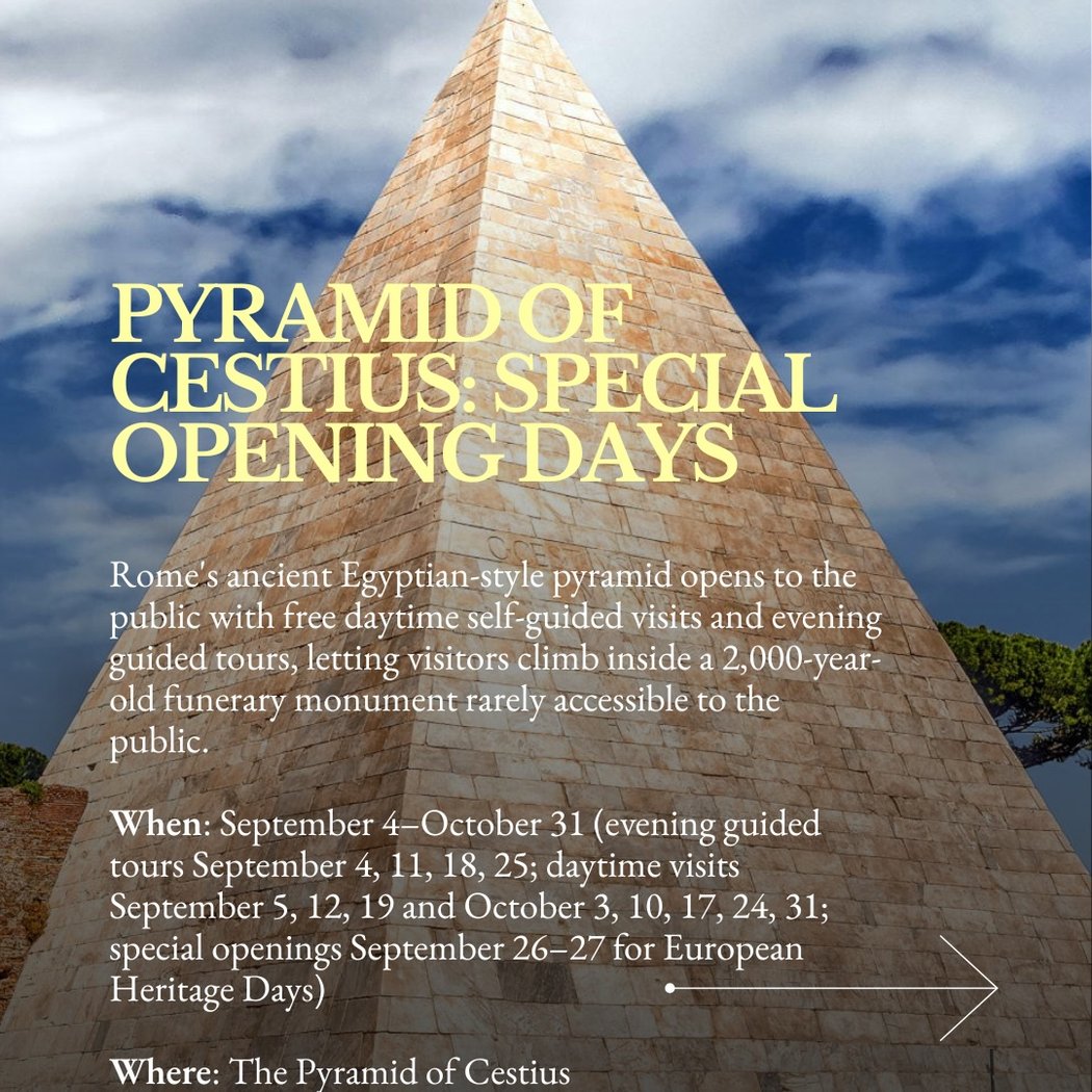 Pyramid of Cestius: Special Opening Days