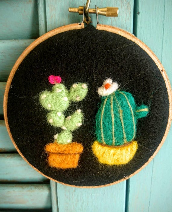 Spare Parts Summer Camp: Needle felted Cactus Pots and Trinket Hoops 3