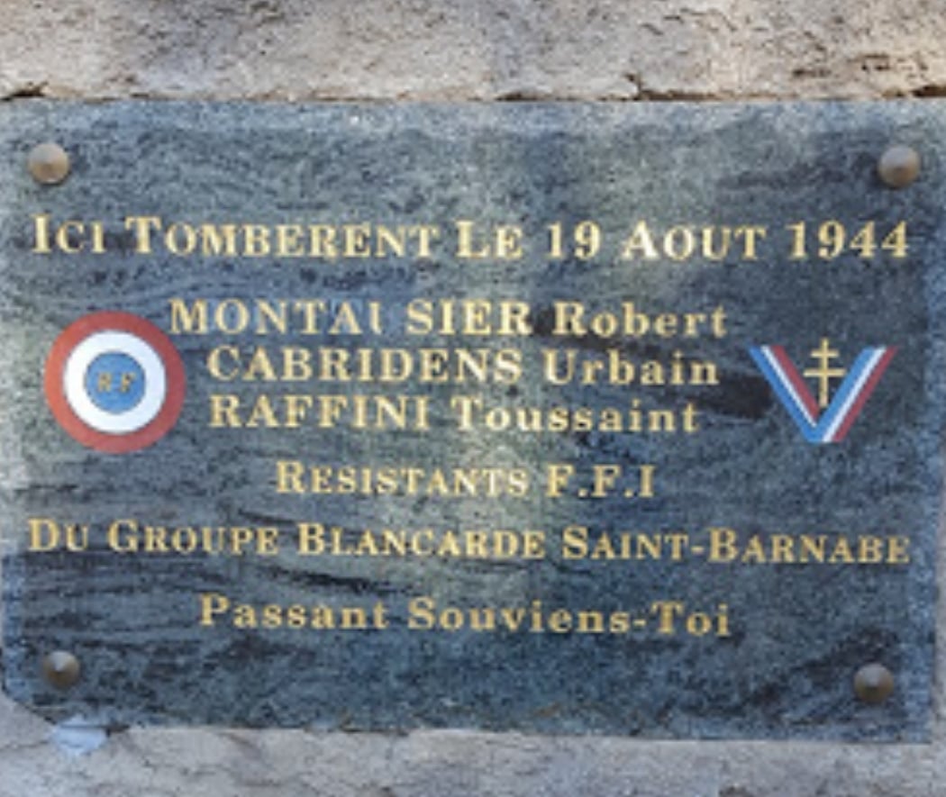 Plaque Commémorative Résistants F.F.I 1
