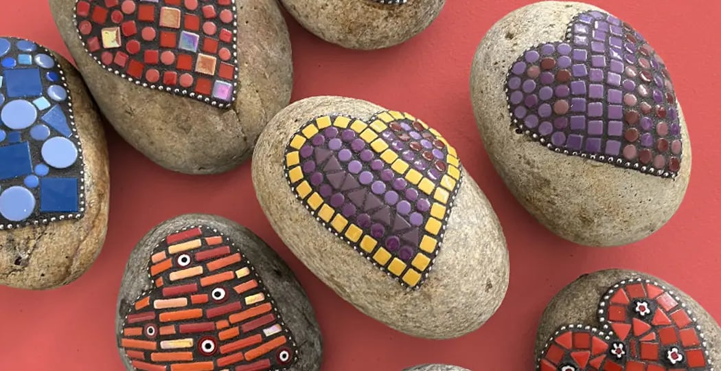 Mosaic Heart Rocks 1