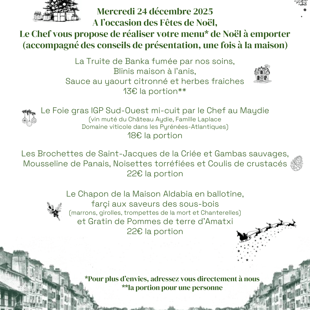 Menu de Noël à emporter 1