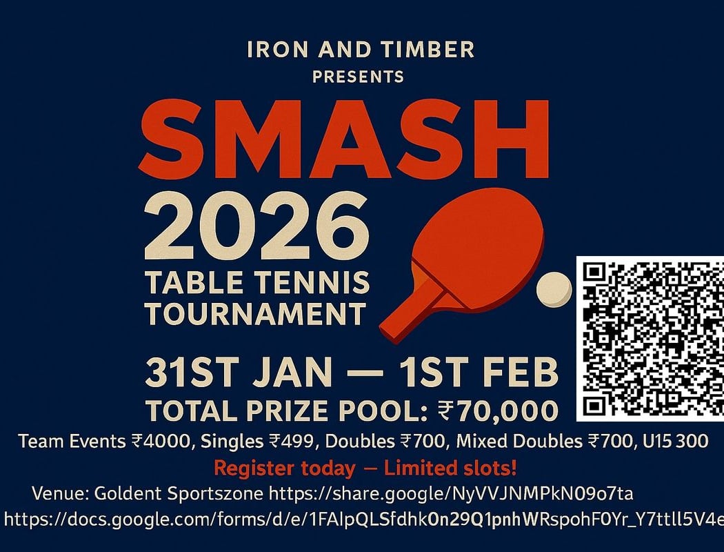 Iron and Timber Smash 2026 Table Tennis Tournament 1