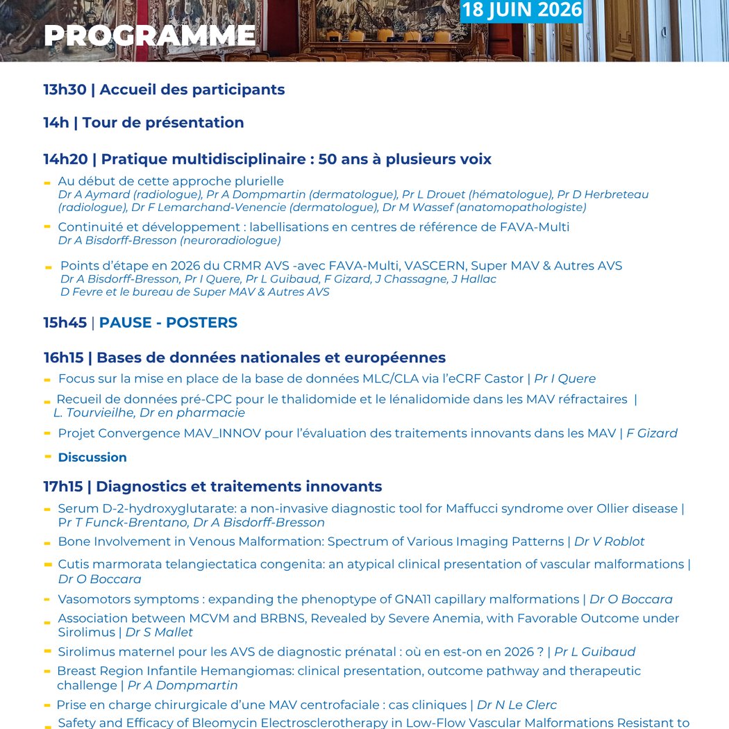 3e rencontre annuelle du centre de référence des anomalies vasculaires superficielles 1