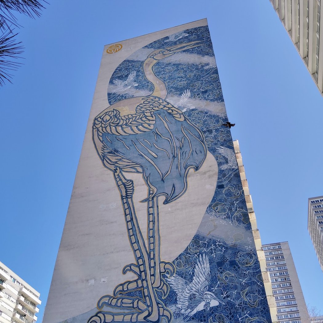 Street Art : "Héron Bleu" par STEW 1