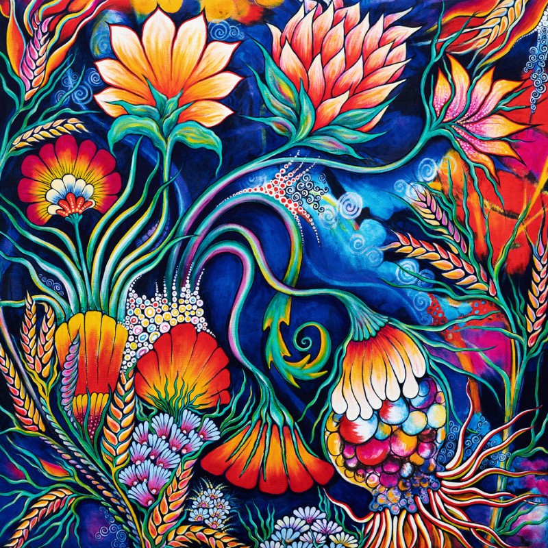 Organic Fiction: Nature Inspired Abstract Paintings and Tiny Muse: Betta Art 1