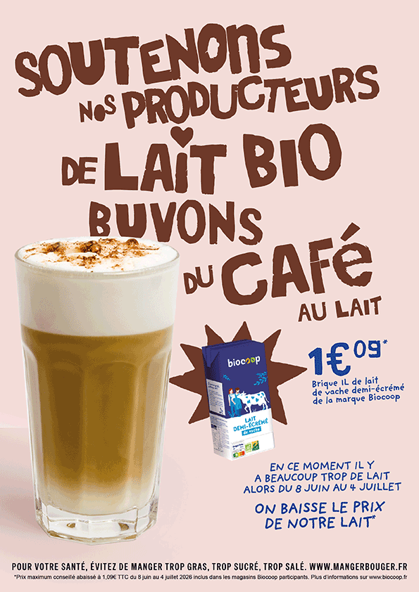 Baisse du prix du lait de vache demi-écrémé UHT Biocoop