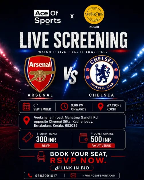 Arsenal VS Chelsea. Live Screening 1