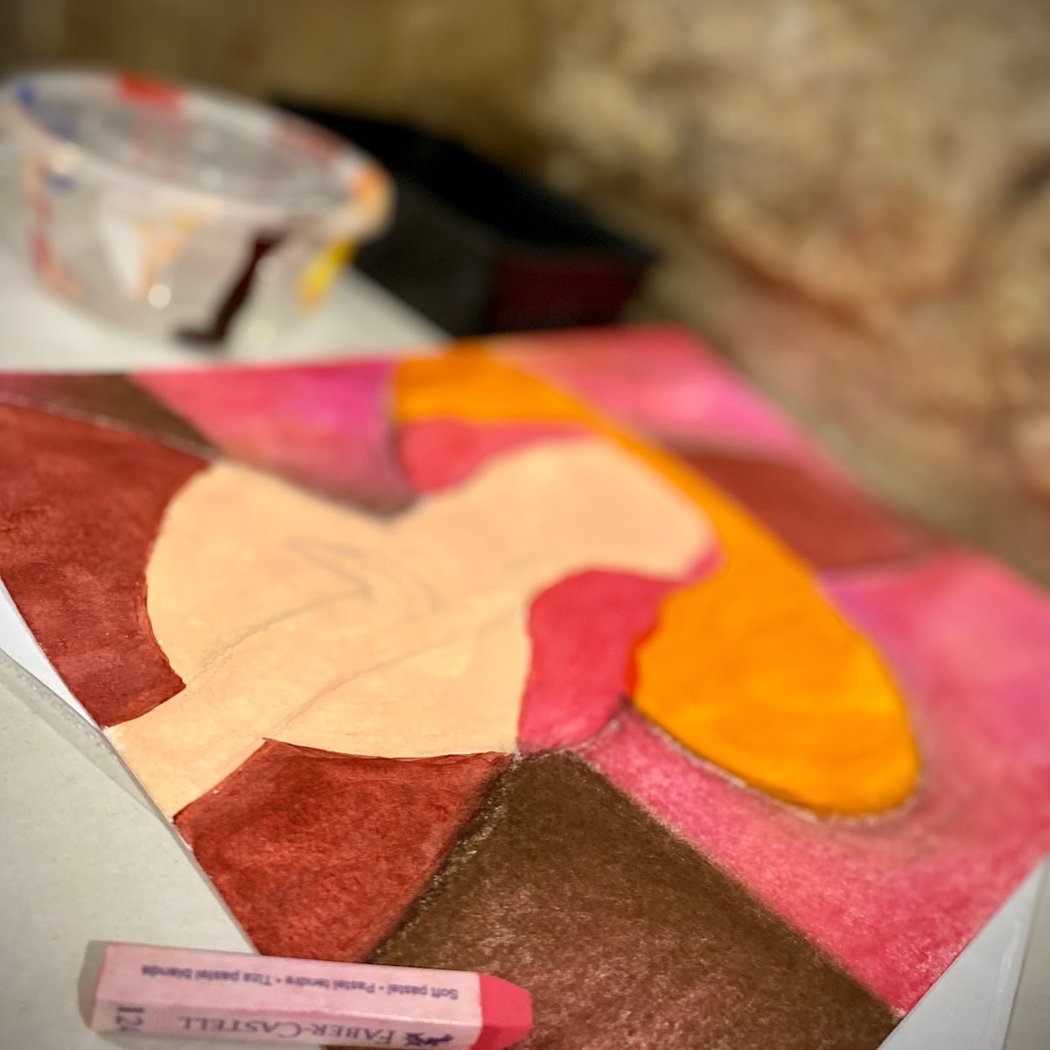 les nymphéas de monet en technique mixte (acrylique & pastel à l'huile) 5