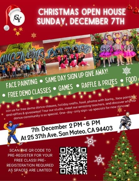 CY DANCWORKS XMAS OPEN HOUSE W/ SANTA, ART + FREE DANCE CLASSES 1