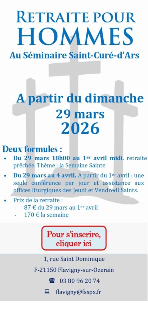 Retraite de Semaine Sainte pour hommes 1