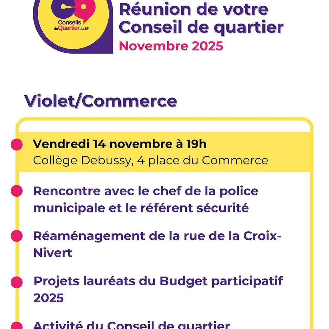 Réunion publique du Conseil de quartier Violet/Commerce 1