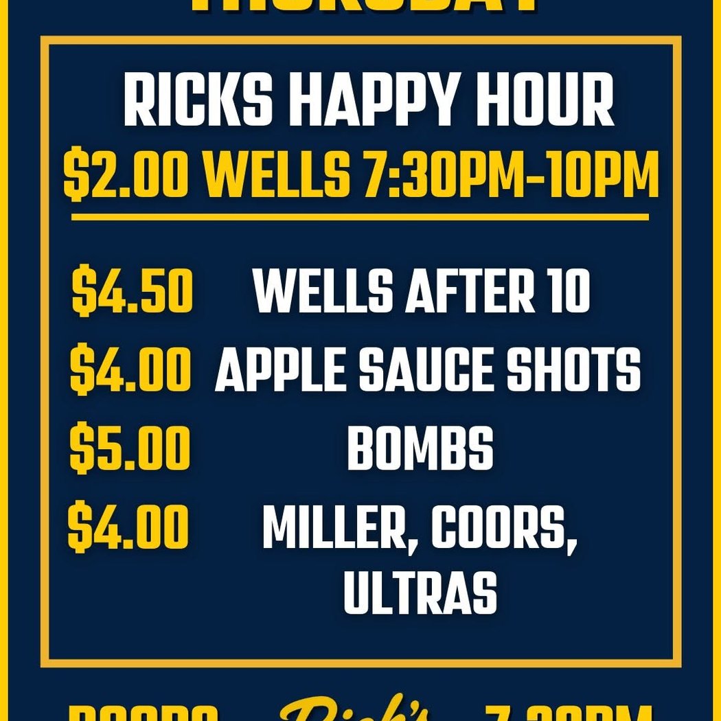 Rick's Happy Hour & Thursday Specials 1