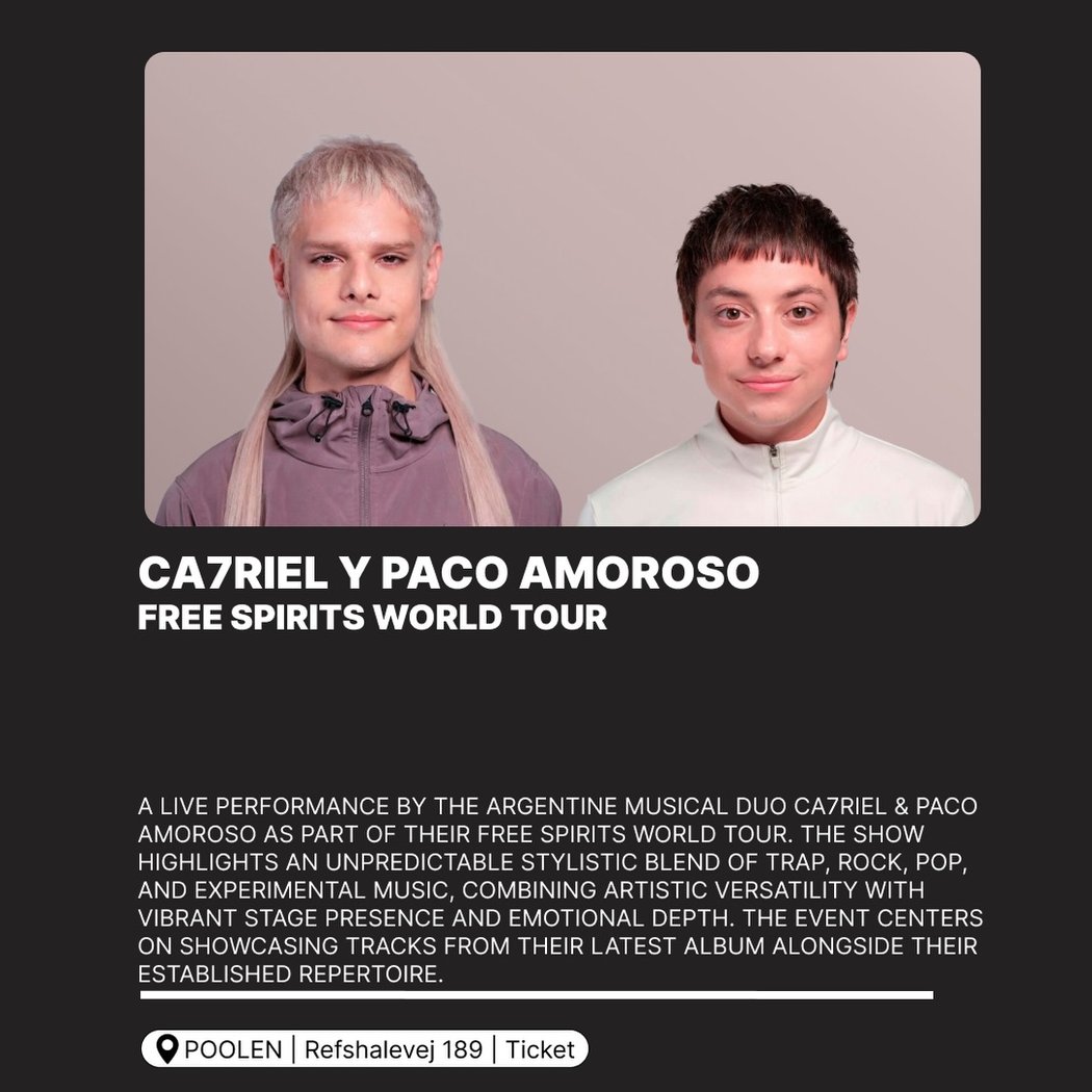 CA7RIEL Y PACO AMOROSO FREE SPIRITS WORLD TOUR