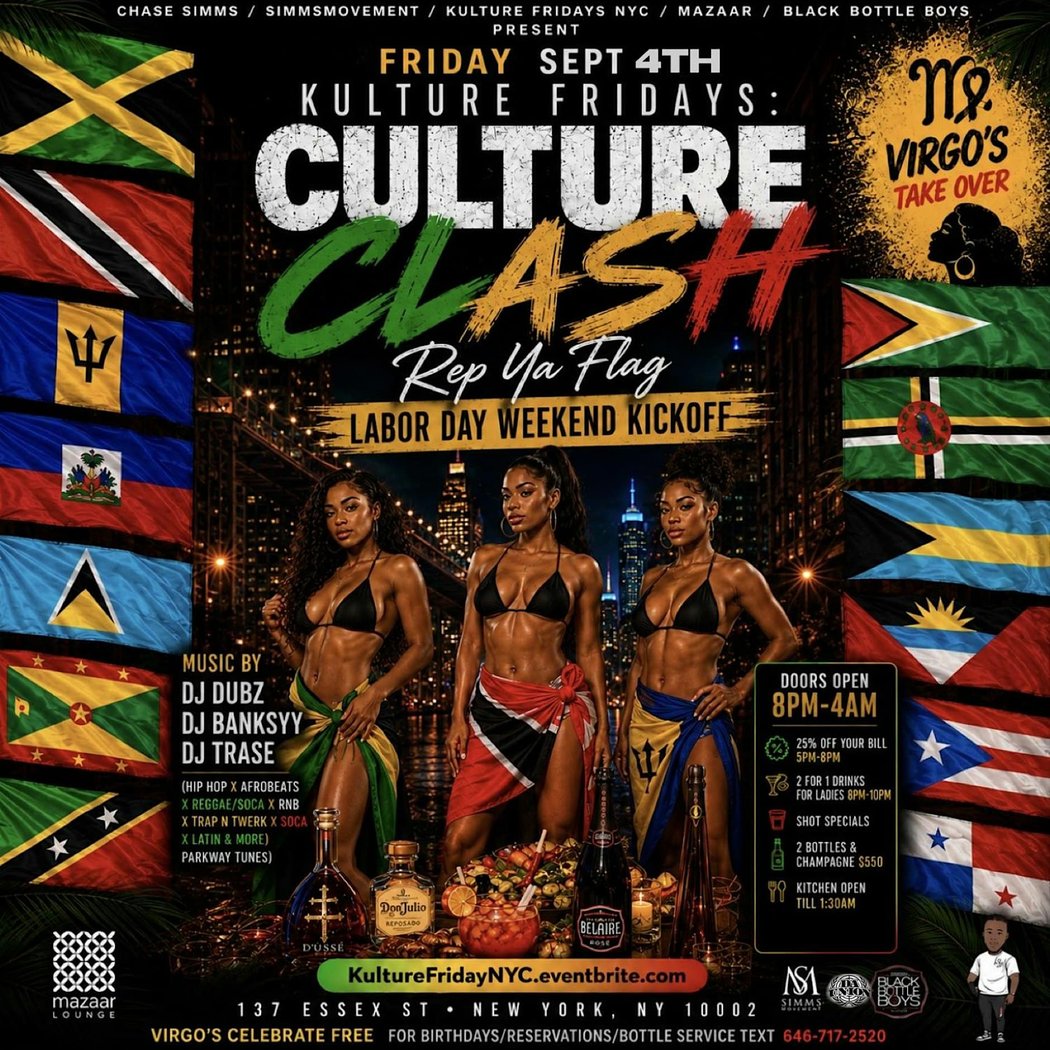 Kulture Friday Virgos Party rep ya flag HipHop Reggae Afrobeat soca