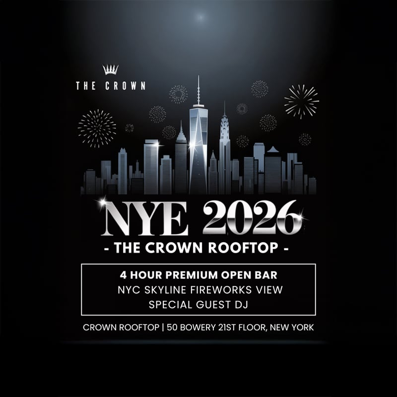 New Years Eve 2026 @ The Crown NYC Rooftop w/ 4 Hour Open Bar & Fireworks View 1